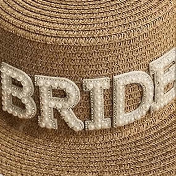 Brud Stråhatt Platt Strandhattar Bredbrättad Brudhatt Sol Strandhatt Bohemisk Vävd Hatt Bröllop Möhippa Present