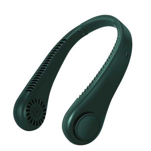 USB genopladelig bladløs hængende halsventilator: Silent Green 600mAh [Tre gear/silicagel justerbar]
