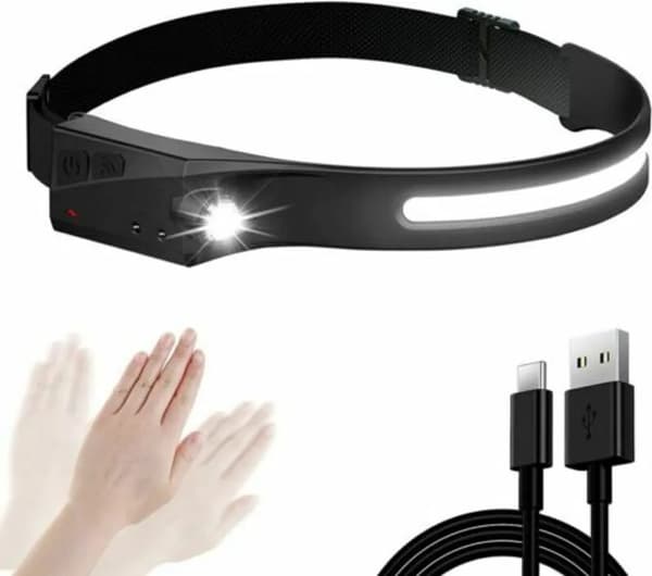 LED COB Sensor Forlygte Forlygte USB Genopladelig Vandtæt