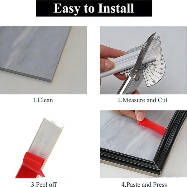 PVC Self-Adhesive Wall Trim Flexible 3D Decorative Strip for Walls Ceilings Cabinets and Frames Black 2.7 x 300cm