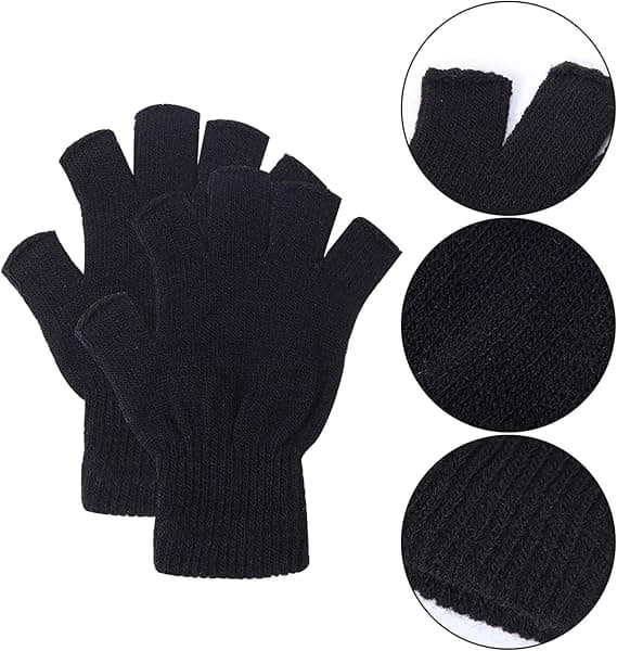 2 par unisex varme halvfingerhandsker vinter fingerløse handsker, ZQKLA