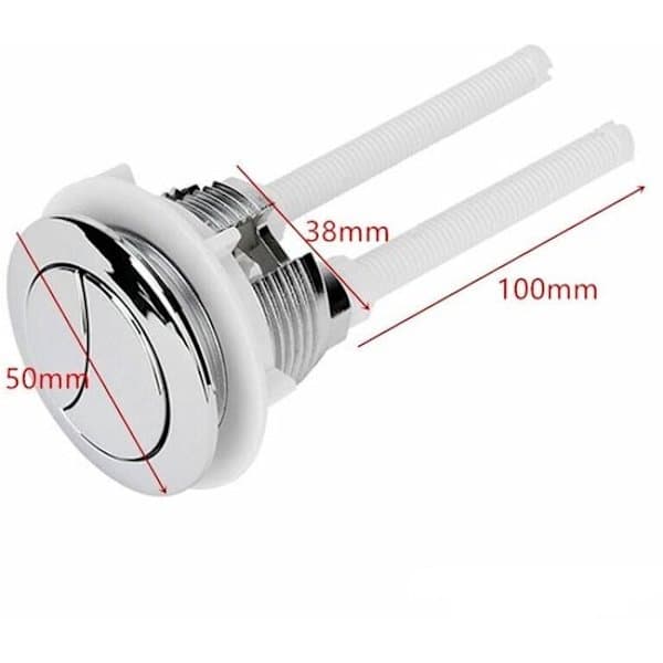 Toalettknapper - Doble spyleknapper - 38 mm - Toalettbeslag - Forkrommet - Sølv