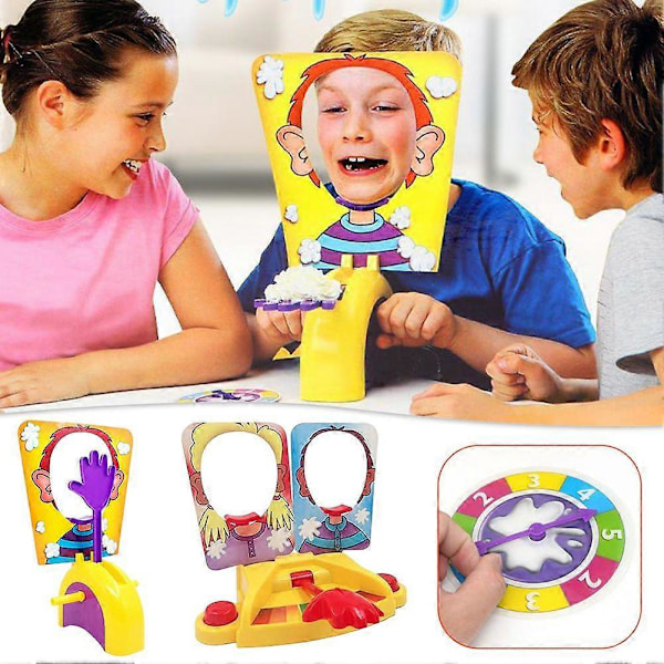 Pie Face-spel för barn och vuxna, rolig gräddtårta i ansiktet-leksak, ansiktstårta-i-ansiktet-maskin, stressreducerande partyspel