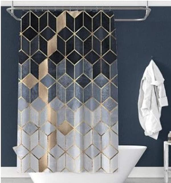 Marmor Duschdraperi, Vit Duschdraperi i Textil för Hotell