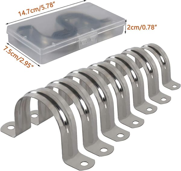 25 mm/0,98 \" 20 stk rørklemme 304 rørklemmer i rustfritt stål U-formede rørstropper