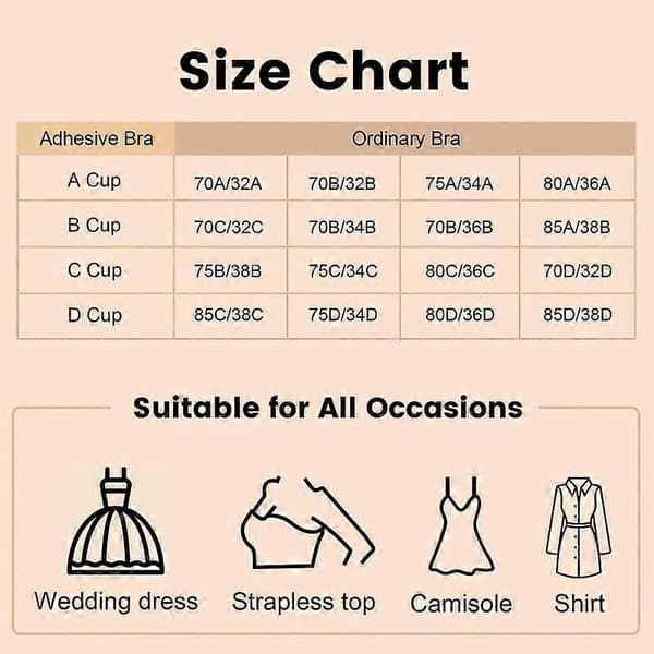 2 Pcs Push Up Adhesive Bra Strapless Backless Bra Invisible Push Up Bra