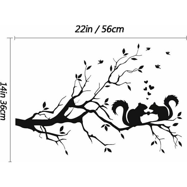 Squirrel on Branches Removable Vinyl Wall Decals for Kids Room 57 cm x 38 cm