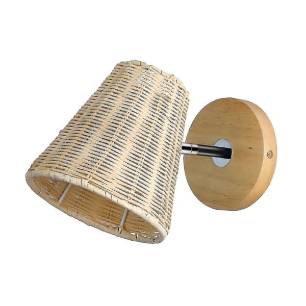 Rattan Wall Lamp, Wall Mounted Bedside Lamp for Hallway