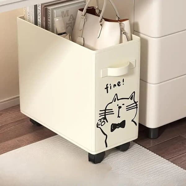 Mobile storage basket and laundry basket with wheels, multifunctional for office and home