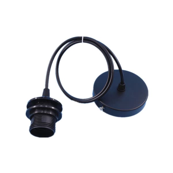 Vintage Industrial E27 Pendant Lamp with Black Cable Compatible with E27 Bulbs