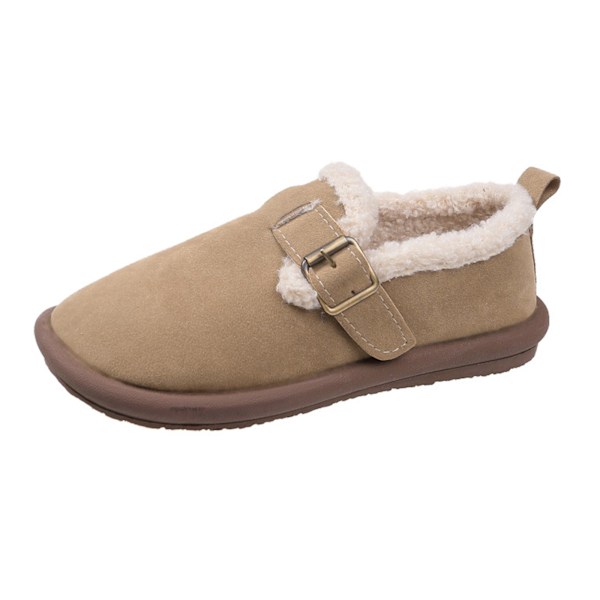 Plyschtofflor för damer, höst och vinter - Mode, mjuk sula, halkfria, fleecefodrade, varma, bomullsstoppade, plusstorlekar, Boken skor khaki khaki khaki 38