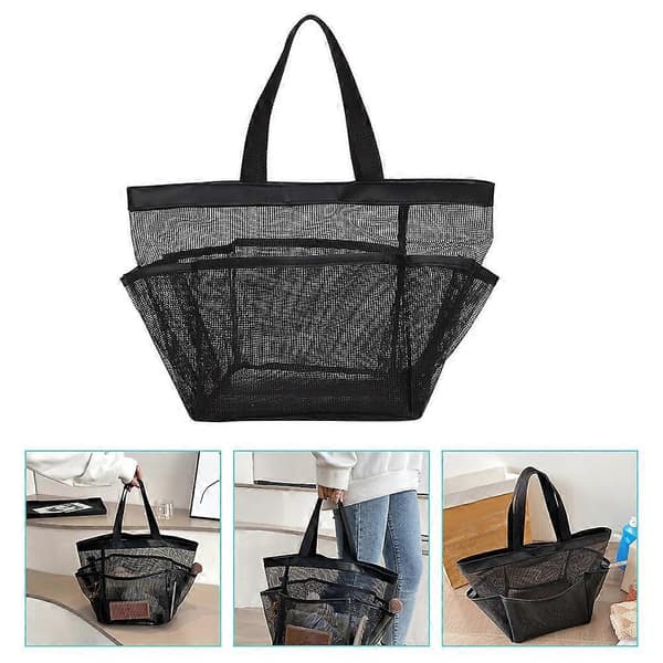 Mesh toiletry bag for storage Black nylon Durable shower organizer