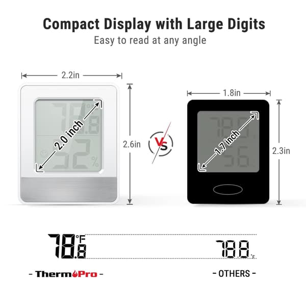 Digitalt hygrometer indendørs termometer fugtighedsmåler rumtermometer med temperatur- og fugtighedsmonitor mini hygrometer termometer