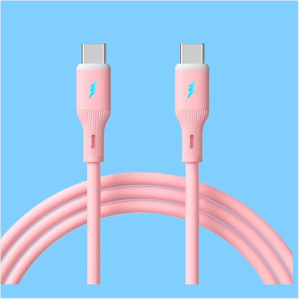 66W USB-C til USB-C hurtigladekabel - Silikon, 100cm - For hurtiglading og dataoverføring Rosa Rosa Pink Pink