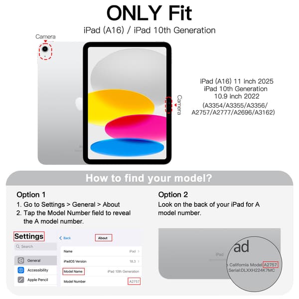 iPad (A16) 11./10. generation (2025/2022), Slim Stand Hard Case (Blå)