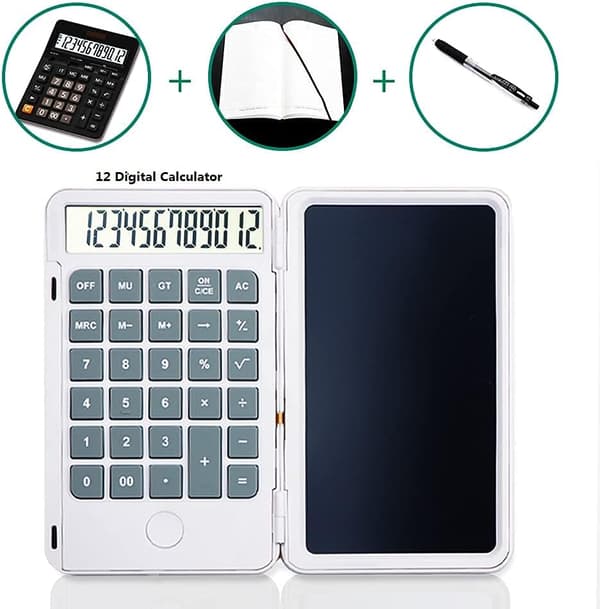 Electronic Calculators with LCD E-Writing Board, 12-Digit LCD Display, also Inkless Drawing/Note Pads or Paperless Notes