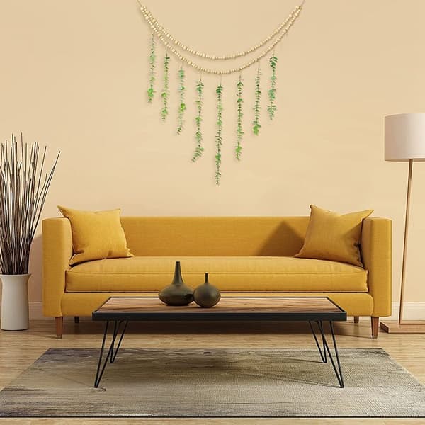 Eucalyptus Boho Wall Decor Large Boho Bedroom Wall Hanging Wooden Bead Garland Artificial Eucalyptus Greenery