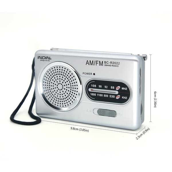 Compact Battery Powered AM FM Shortwave Radio, Headphone Jack, Gift for Elderly, Home Use Silvery Silvery