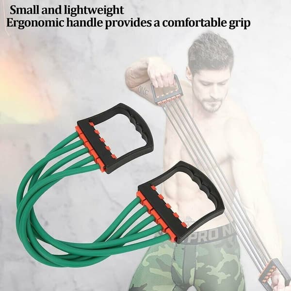 5-string Chest Expander Adjustable Resistance Arm Strength Trainer Resistance Training System for Home Gym Bodybuilding Strength Training (Red)