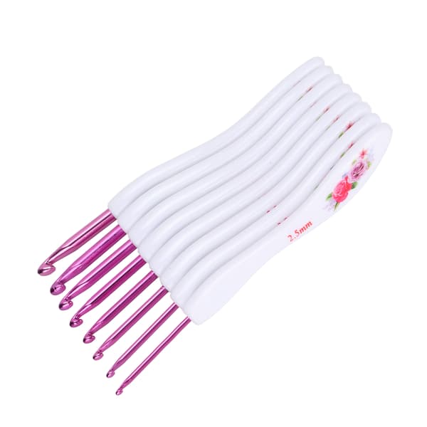 8 Pcs Crochet Hooks Bent Soft Handle Comfortable Portable Knitting Tool for Weaving Enthusiasts Pink