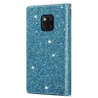 Glitter Leather Zipper Case for Huawei Mate 20 Pro (Sky Blue)