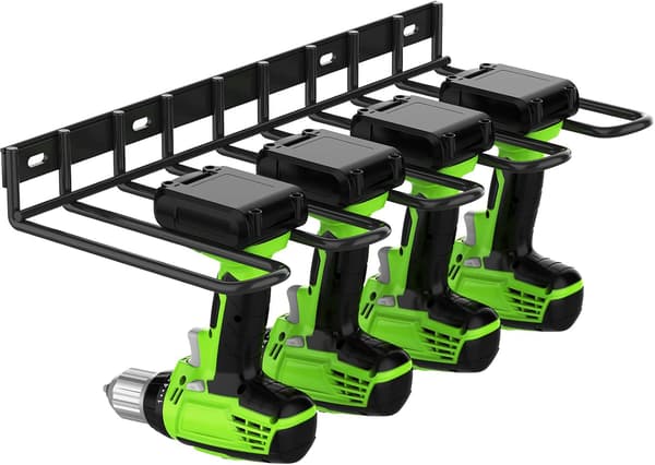 Powerful Tool Organizer, Wall Mounted Drill Rack, Thick Drill Holder, Heavy Duty Drill Storage for Garage Workshop