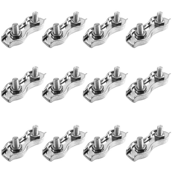 12 stk M2 Duplex Clips, Wire Rope Duplex Clips, 304 Rustfrit Stål Kabelbånd Duplex Klemmer til 2mm Wire Rope
