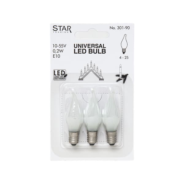 7 kpl LED-lamppuja adventtikynttelikköihin, E10-kanta, 10-55V[JUN]