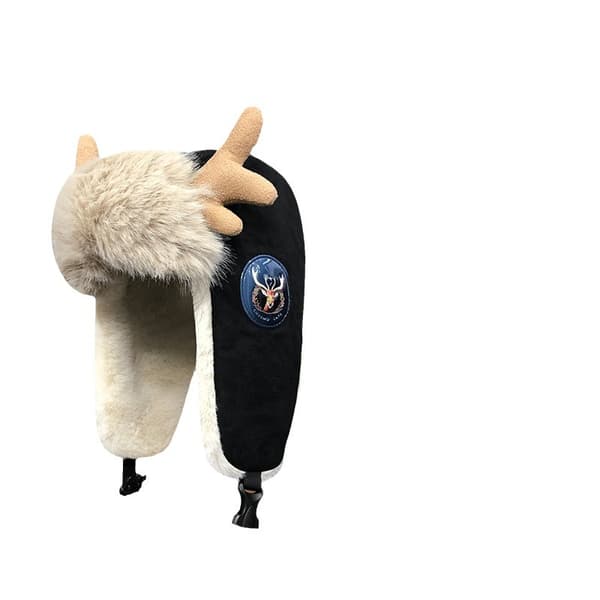 Deer Antler Hat Women's Winter Plush Thickened Warm Hat Outdoor Cycling Windproof One Size