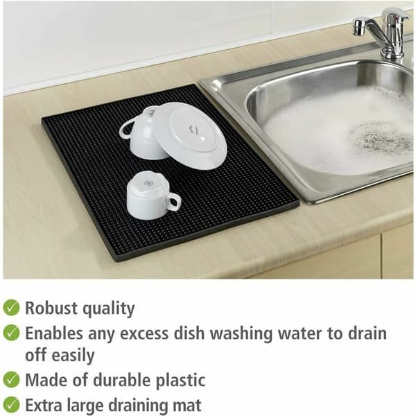 Avløpsmatte, oppvaskstativ, 45x30 cm, svart
