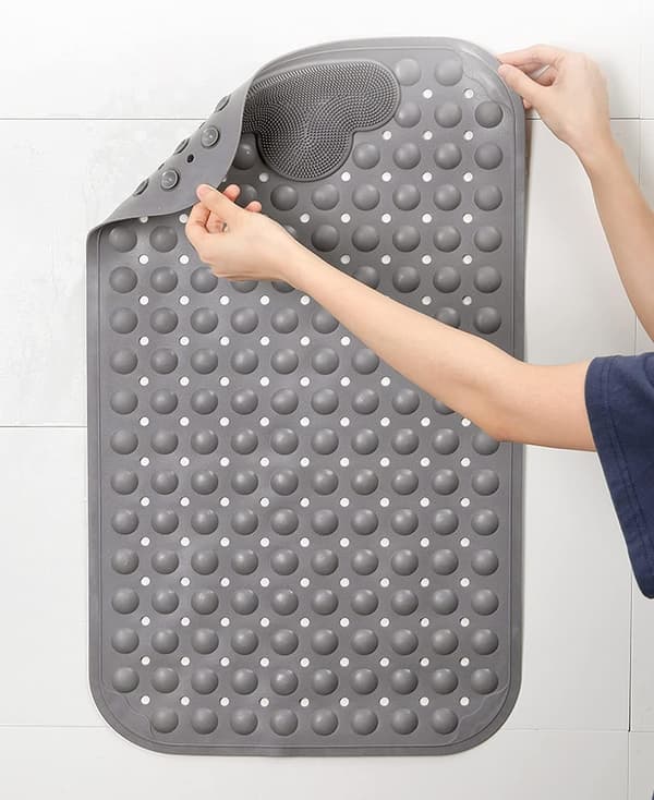 TPE Bathroom Non-Slip Suction Cup Floor Mat, Grey, 50*80cm