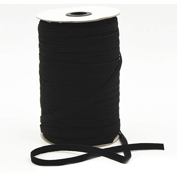 Flettet elastikbånd, sort elastikbånd — 0,3 cm x 180 meter