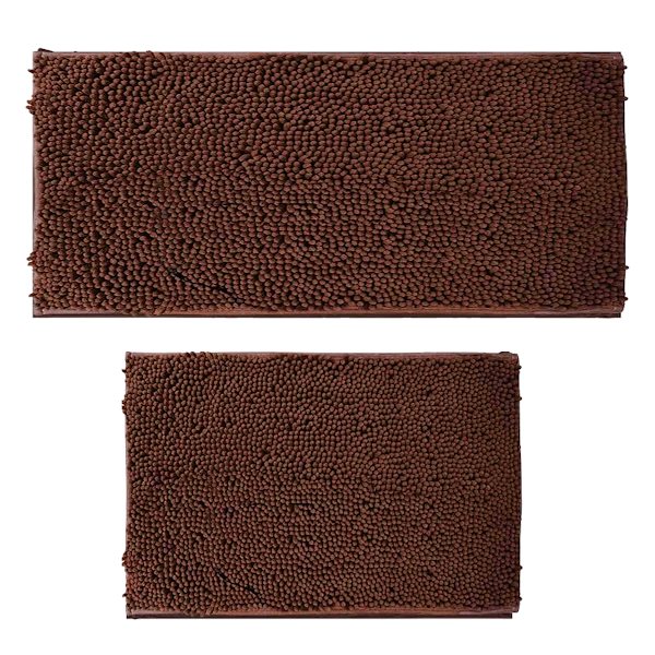 Badrumsmatta Set 2 Delar Tjock Chenille Badrumsmatta, Mjuk Snabbtorkande Badrumsmattor Plysch Absorberande Badrumsmattor Med Halksäker PVC-Baksida, Matta för Style 4