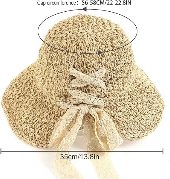 Bredskygget stråhat til kvinder (beige) solhat sammenfoldelig blød hat spandhat sommer strand solhat til kvinder