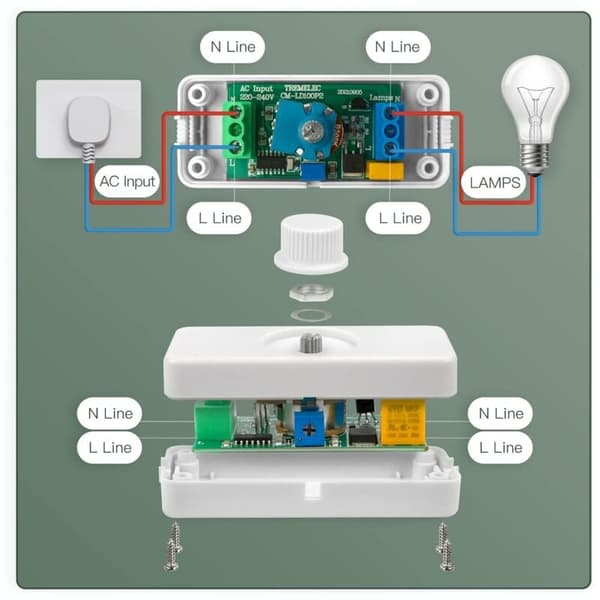 LED Dimmer Switch 3W-100W, Rotary Switch for Lights 220-240V, Compatible with Dimmable LED Lamps