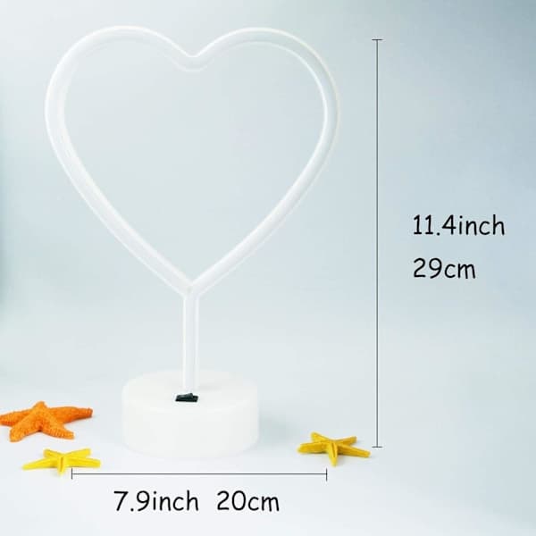 Heart LED Neon Light USB or Battery Powered Silicone ABS Table Lamp for Bedroom Wedding Party Decor Pink