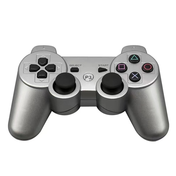 Trådløs controller kompatibel med Playstation 3 PS3-controller opgraderet joystick（sølv）