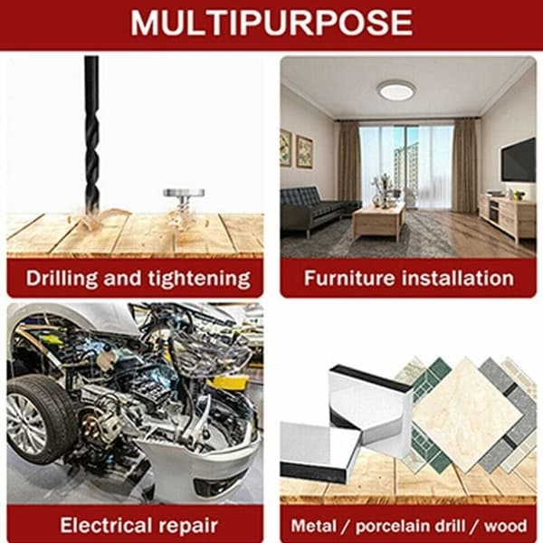 Rechargeable Cordless Electric Screwdriver with LED Light and Bits, Compatible with Various Brands