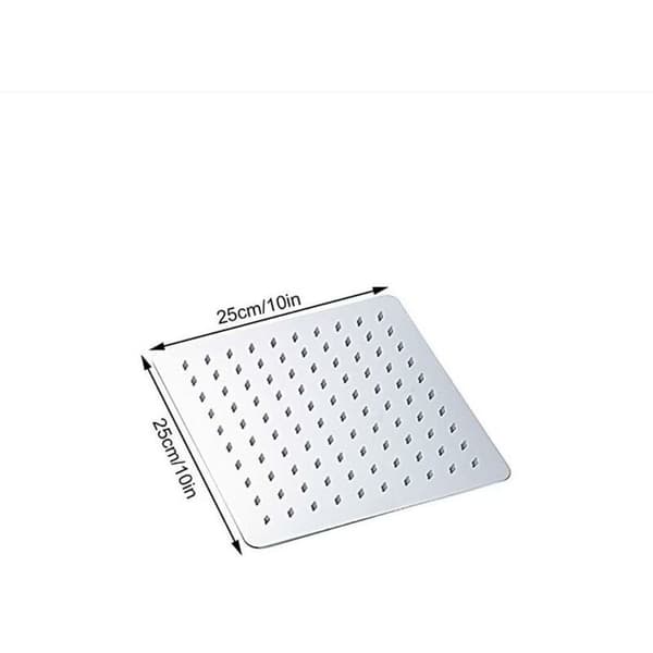 10 tommer/25 cm firkantet fast dusjhode, fast krom 304 rustfritt stål diffusor dusjhode baderomstilbehør