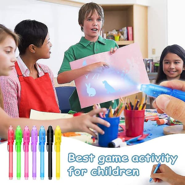 [14-pack] Secret Pen with UV Light, Reusable Invisible Writing by Light
