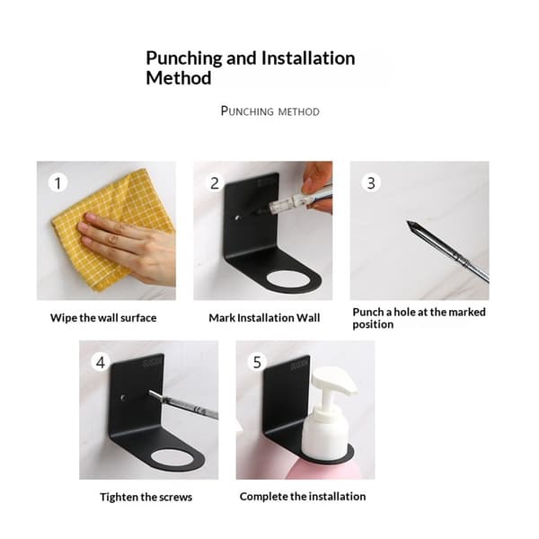Soap Bottle Holder Wall Mounted (Black 4-pack)