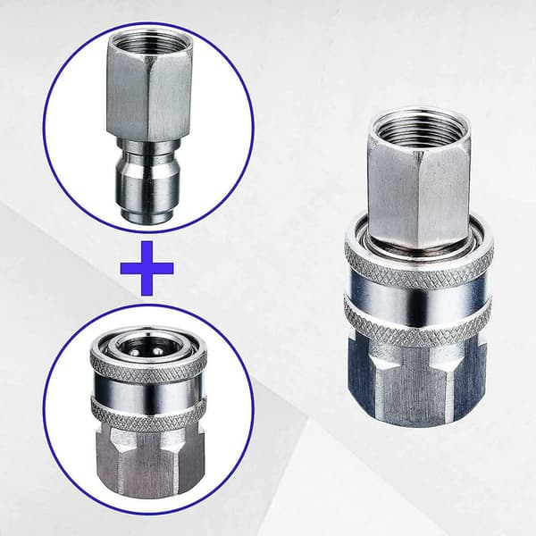 Högtryckstvättadapter 2 set 3/8 tums snabbkopplingar Rostfritt stål Högtryckstvättkopplingar Hane och hona Högtryckstvätt Snabbkoppling