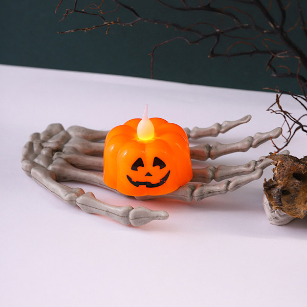Halloween Flammeløse Lys, LED Flimrende Votiv-Teelys Skumle Lys for Halloween Dekorasjon Innendørs (12 Pakk, 1.8\" x 1.6\")