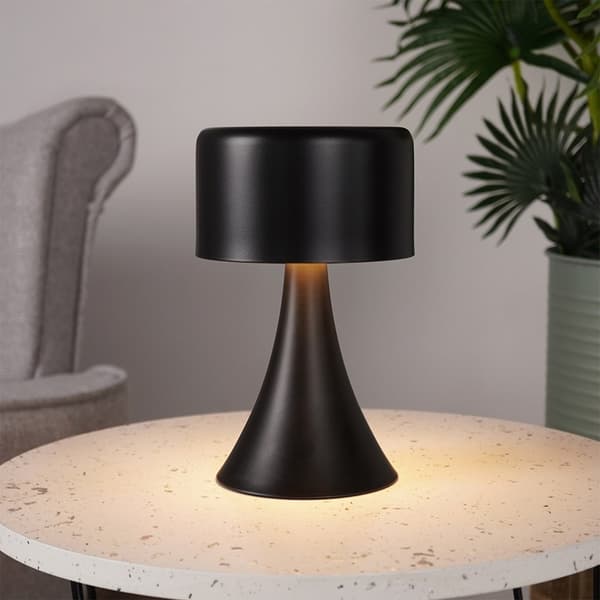 Trådløs sort bordlampe med 8 LED til hjem og kontor