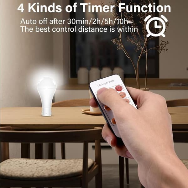USB Rechargeable Lamp with Remote Control, 7W LED Battery Lights, E27 Touch Dimmable Lamp with Timer Function, Outdoor Camping Emergency Light