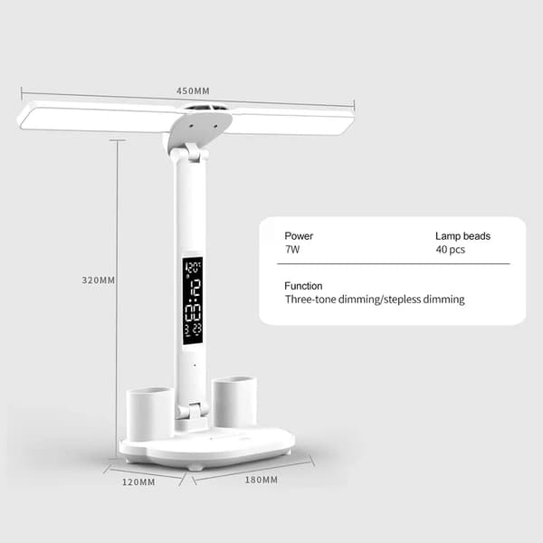1 stativ bordlampe LED trådløs lading USB berøringskontroll bord