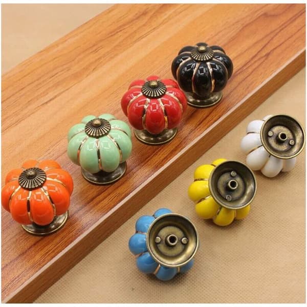 (White) 10 ceramic drawer knobs, furniture knobs for kitchen drawers and cabinets