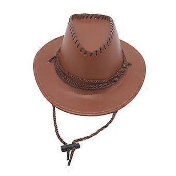 Västlig Cowboyhatt Solhatt Läder för Kostymtillbehör Semester Utomhus Camping (khaki)