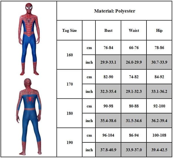 Spider-Man Kostume til Voksne Superhelt Rollespil - FA8- 190cm 190cm 190cm