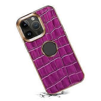 Denior Crocodile-Textured PU Case for iPhone 12 Pro Max (Purple)